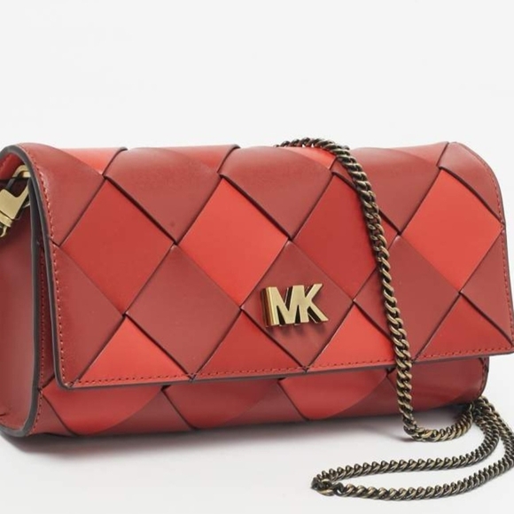 Michael Kors Red Woven Clutch Crossbody
